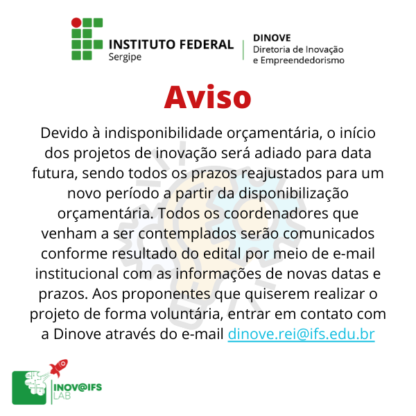 Aviso de Adiamento de Inicio de Projetos