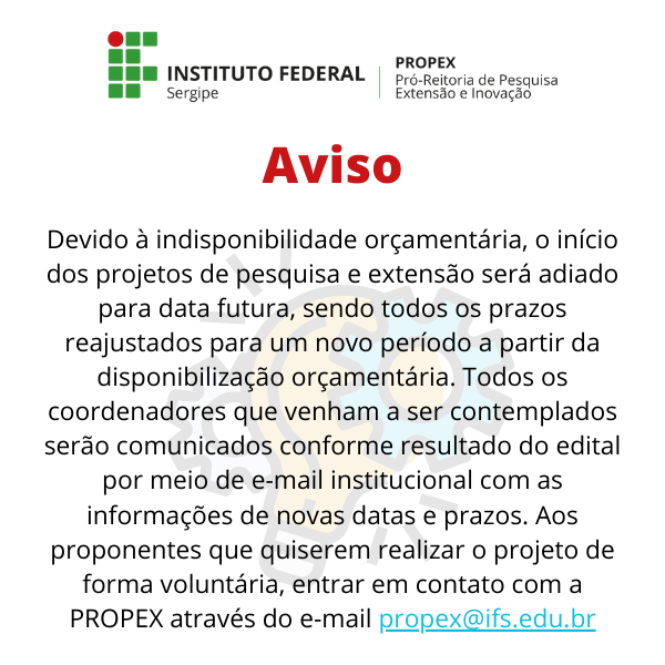 Aviso Adiamento Inicio de Projetos